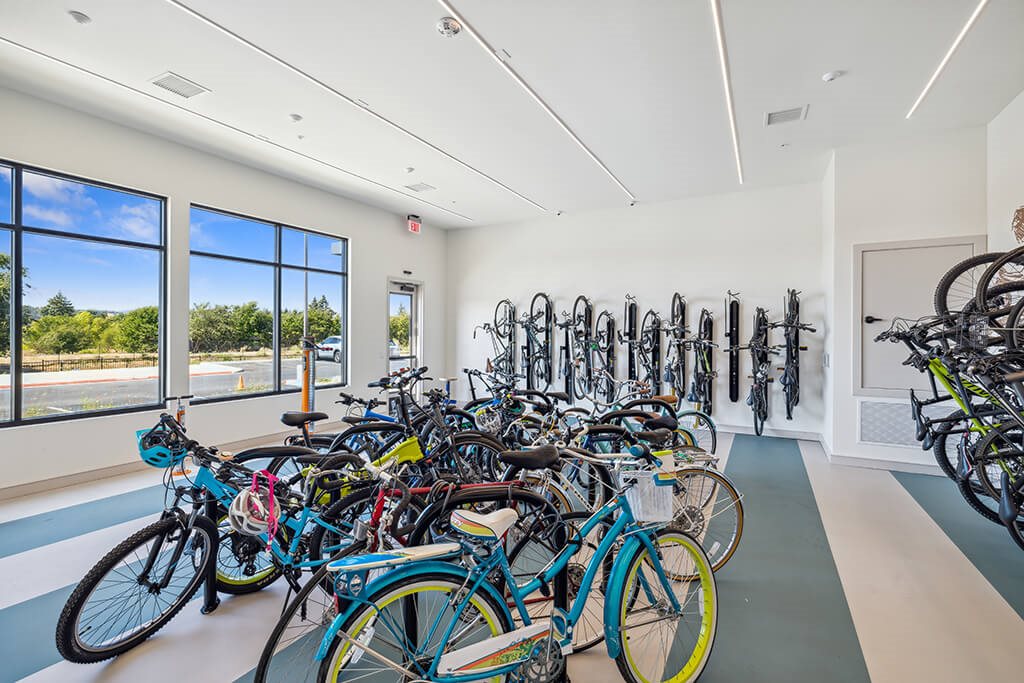 Bike room storage at The Braydon Apartments in Napa CA